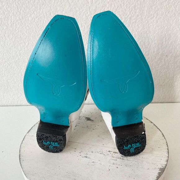 Lane EMMA JANE Womens Cowboy Bootie 7.5 White Western Cowgirl Short Ankle Boots - Picture 8 of 11